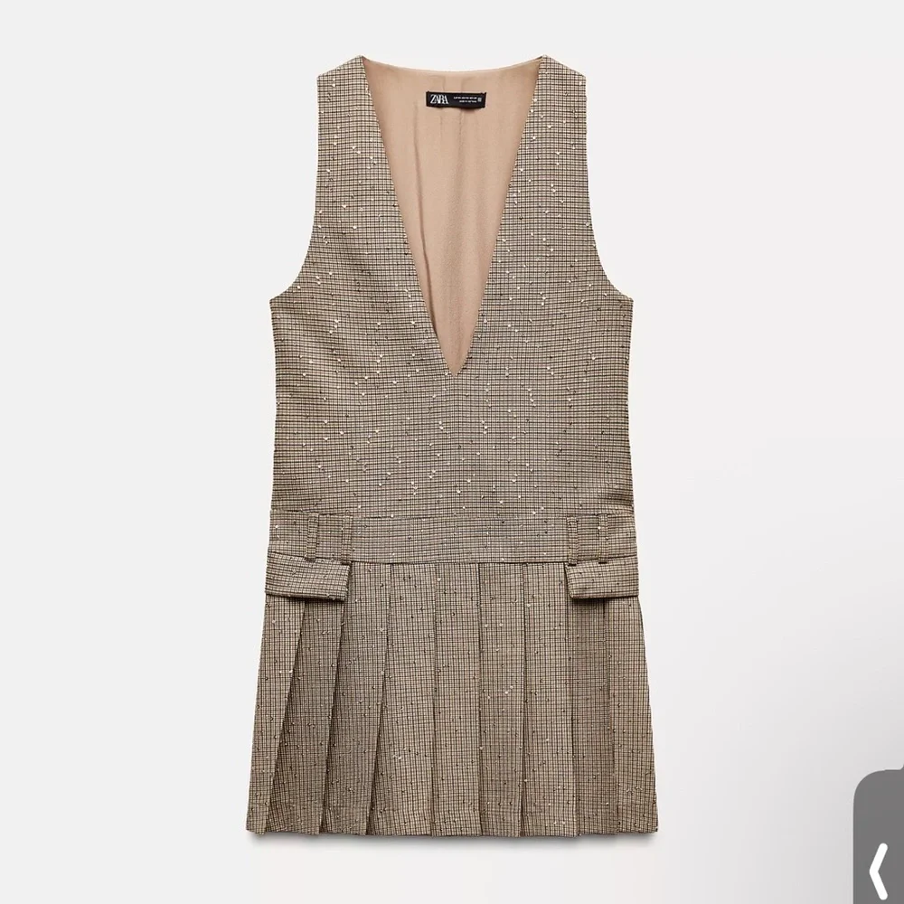 NEW! Zara Pleated Pinafore Mini Dress - Picture 2 of 7
